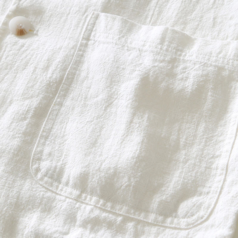 Camisa de lino y algodón para hombre con diseño de Buddha Stones, manga larga, botones y bolsillos - image 7