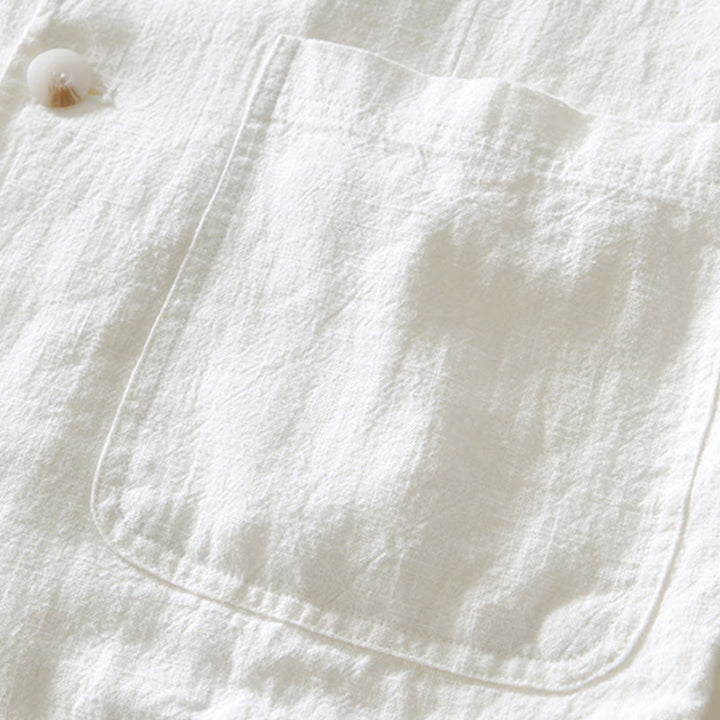 Camisa de lino y algodón para hombre con diseño de Buddha Stones, manga larga, botones y bolsillos - image 7