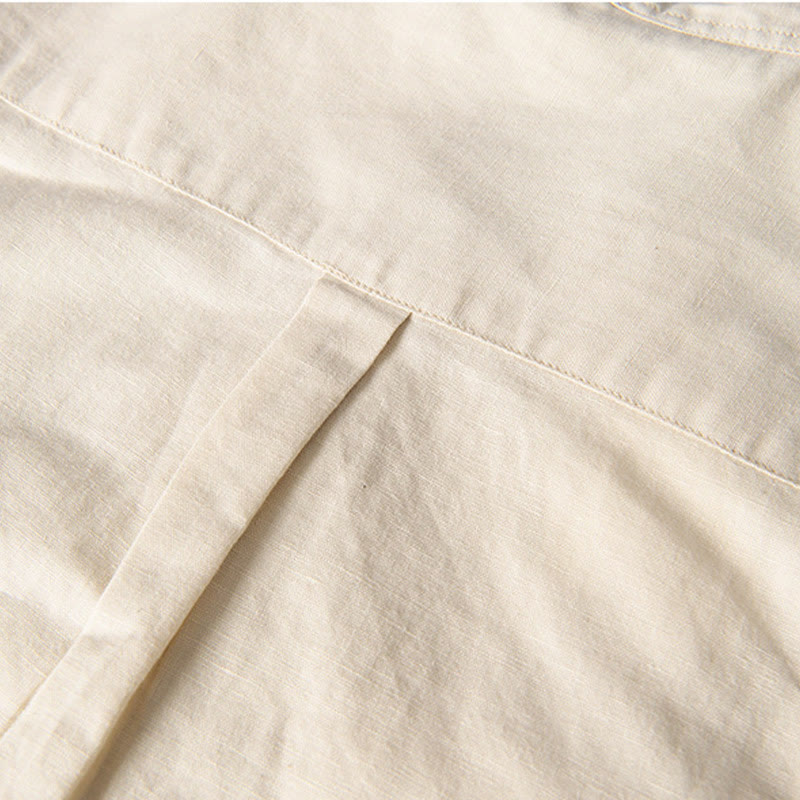 Camisa informal de lino y algodón de manga corta para hombre, con botones sencillos, cuello alto y bolsillos delanteros, estilo diario, con estampado de Buddha Stones - image 14