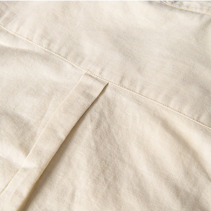 Camisa informal de lino y algodón de manga corta para hombre, con botones sencillos, cuello alto y bolsillos delanteros, estilo diario, con estampado de Buddha Stones - image 14