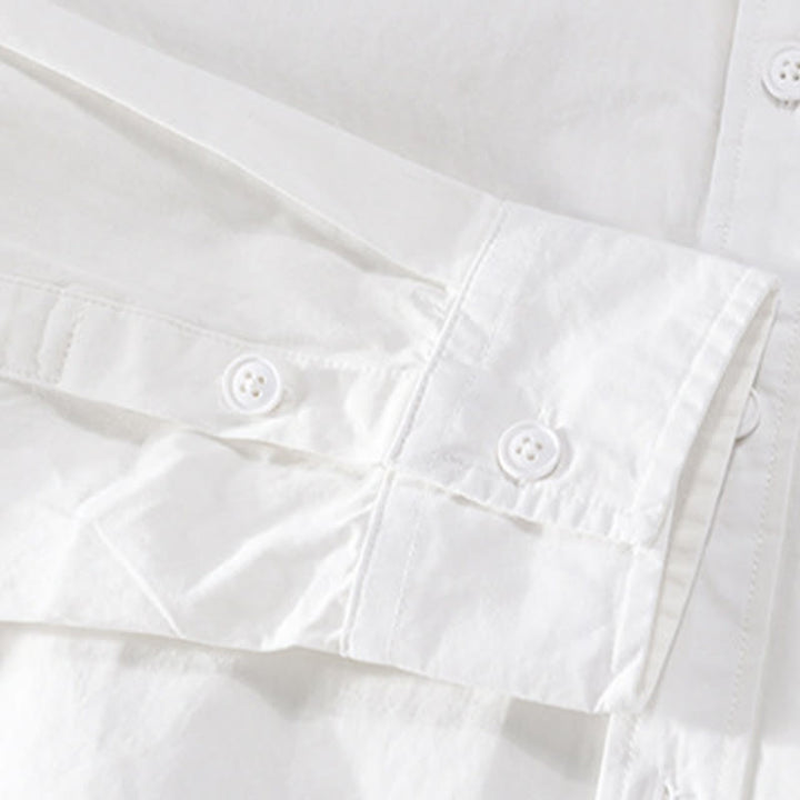 Camisa de lino y algodón de manga larga para hombre con solapa y diseño de patchwork de Buddha Stones Spring Daily Line con bolsillos - image 12