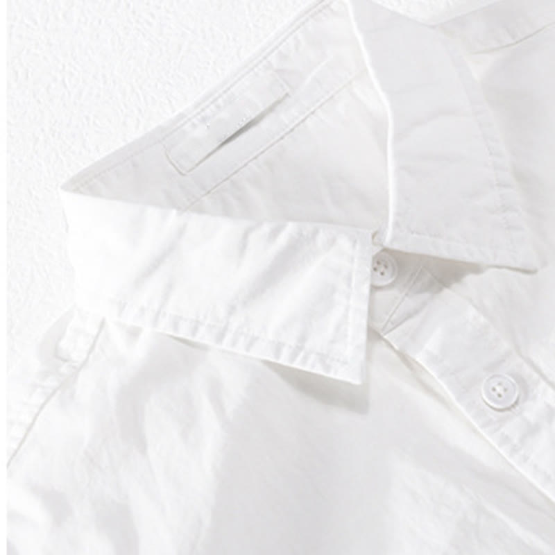 Camisa de lino y algodón de manga larga para hombre con solapa y diseño de patchwork de Buddha Stones Spring Daily Line con bolsillos - image 10