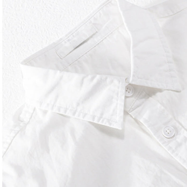 Camisa de lino y algodón de manga larga para hombre con solapa y diseño de patchwork de Buddha Stones Spring Daily Line con bolsillos - image 10