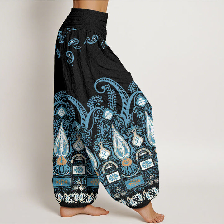 Pantalones harén con cintura elástica para mujer con estampado floral de cachemira y piedras de Buddha Stones - image 3