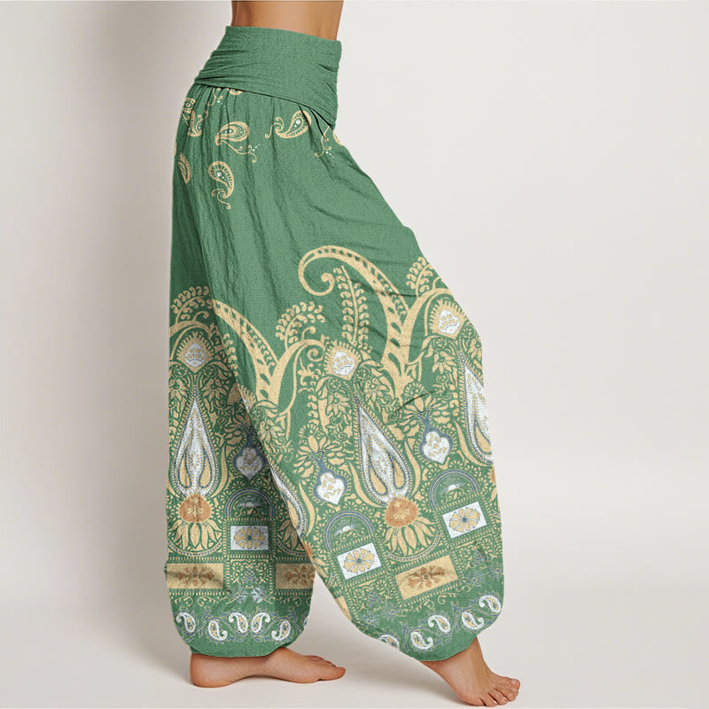 Pantalones harén con cintura elástica para mujer con estampado floral de cachemira y piedras de Buddha Stones - image 7