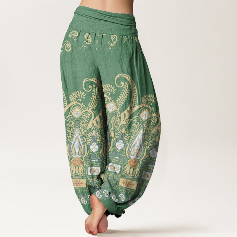 Pantalones harén con cintura elástica para mujer con estampado floral de cachemira y piedras de Buddha Stones - image 6