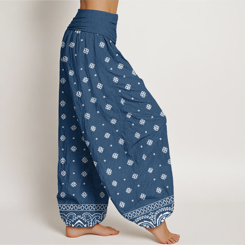Pantalones harén con cintura elástica para mujer con estampado geométrico de cachemira y piedras de Buddha Stones - image 7