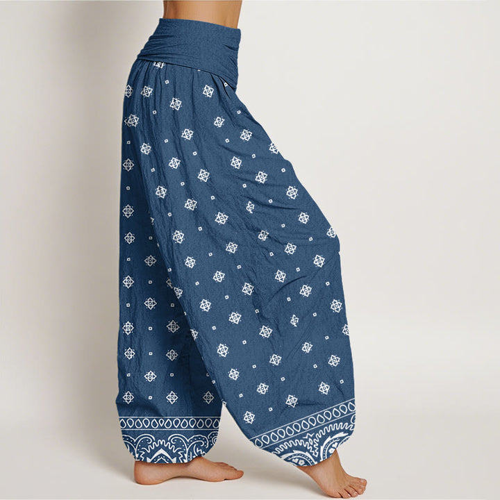 Pantalones harén con cintura elástica para mujer con estampado geométrico de cachemira y piedras de Buddha Stones - image 7