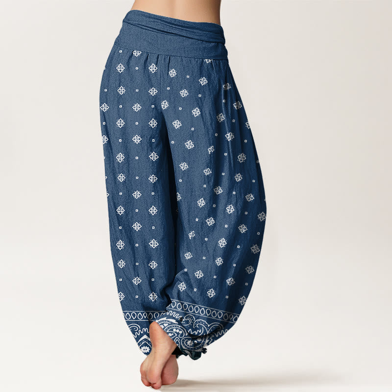 Pantalones harén con cintura elástica para mujer con estampado geométrico de cachemira y piedras de Buddha Stones - image 6
