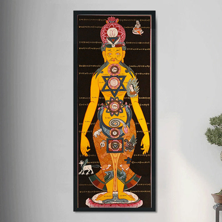 Pintura Thangka Tibetana de Buddha Stones , Decoración Curativa Hecha a Mano (Estilo Aleatorio)