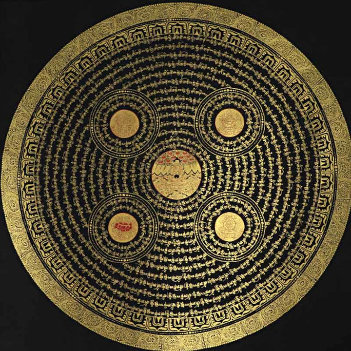 Pintura Thangka tibetana con Buddha Stones , escritura Om Mani Padme Hum, decoración hecha a mano (estilo aleatorio) - image 7