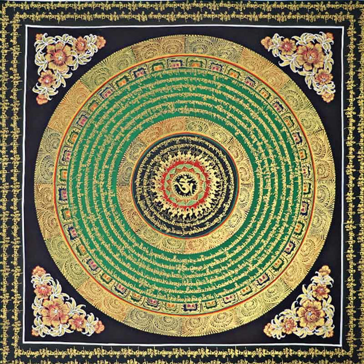 Pintura Thangka tibetana con Buddha Stones , escritura Om Mani Padme Hum, decoración hecha a mano (estilo aleatorio)