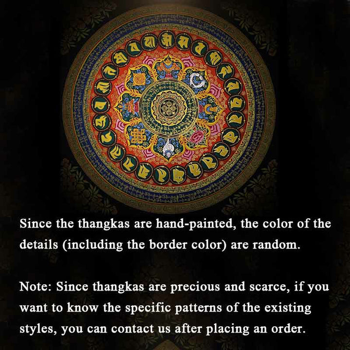 Pintura Thangka tibetana con Buddha Stones , escritura Om Mani Padme Hum, decoración hecha a mano (estilo aleatorio)