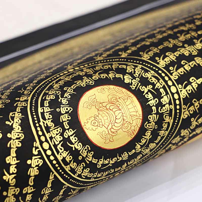 Pintura Thangka tibetana con Buddha Stones , escritura Om Mani Padme Hum, decoración hecha a mano (estilo aleatorio)