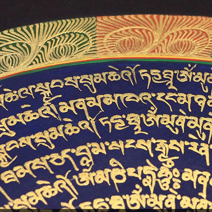 Caja ciega hecha a mano con Buddha Stones, pintura tibetana Thangka, escritura de las Seis Palabras Verdaderas (estilo aleatorio)