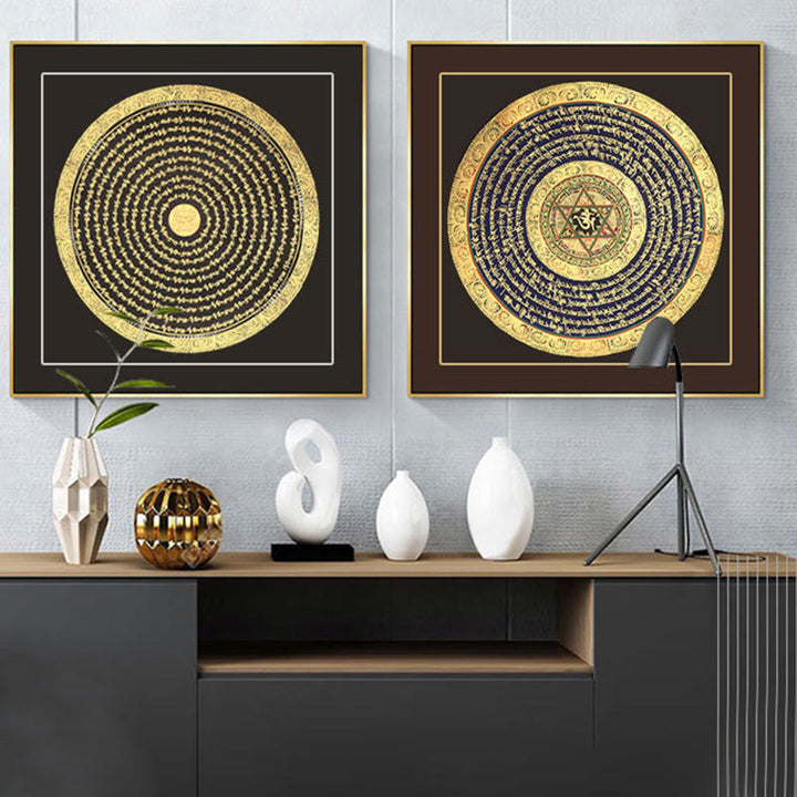 Caja ciega hecha a mano con Buddha Stones, pintura tibetana Thangka, escritura de las Seis Palabras Verdaderas (estilo aleatorio) - image 3