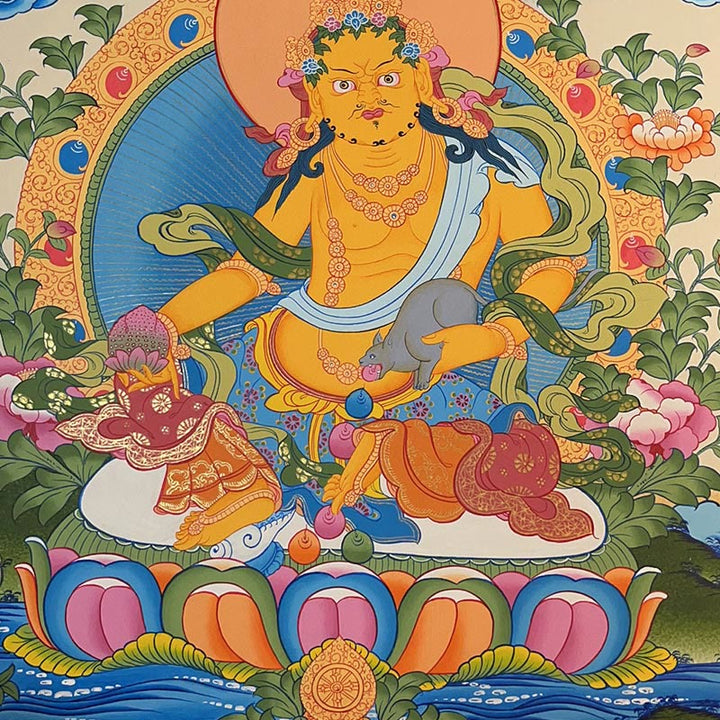 Pintura Thangka tibetana con Buddha Stones , amarilla, Dios de la Riqueza, Tara Avalokitesvara verde, decoración hecha a mano, caja ciega (estilo aleatorio)
