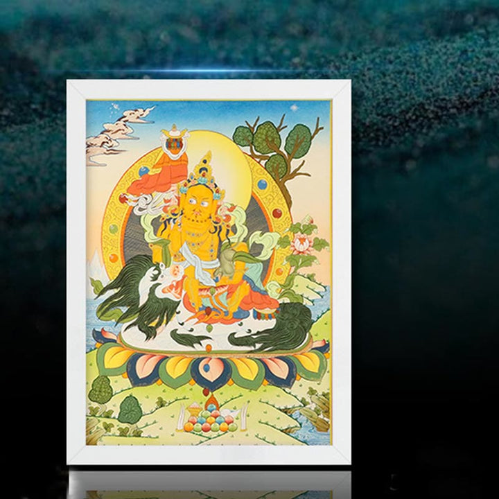 Pintura Thangka tibetana con Buddha Stones , amarilla, Dios de la Riqueza, Tara Avalokitesvara verde, decoración hecha a mano, caja ciega (estilo aleatorio)