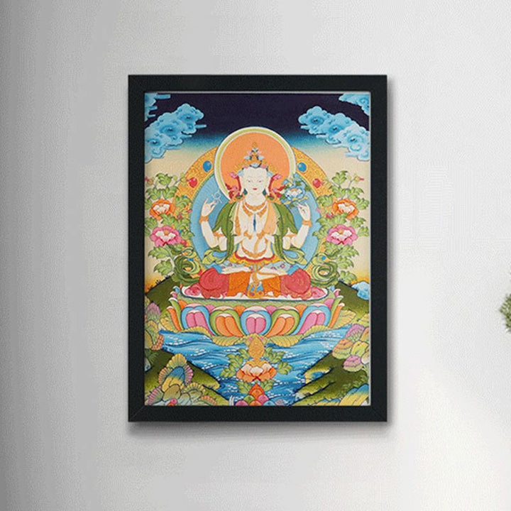 Pintura Thangka tibetana con Buddha Stones , amarilla, Dios de la Riqueza, Tara Avalokitesvara verde, decoración hecha a mano, caja ciega (estilo aleatorio) - image 15