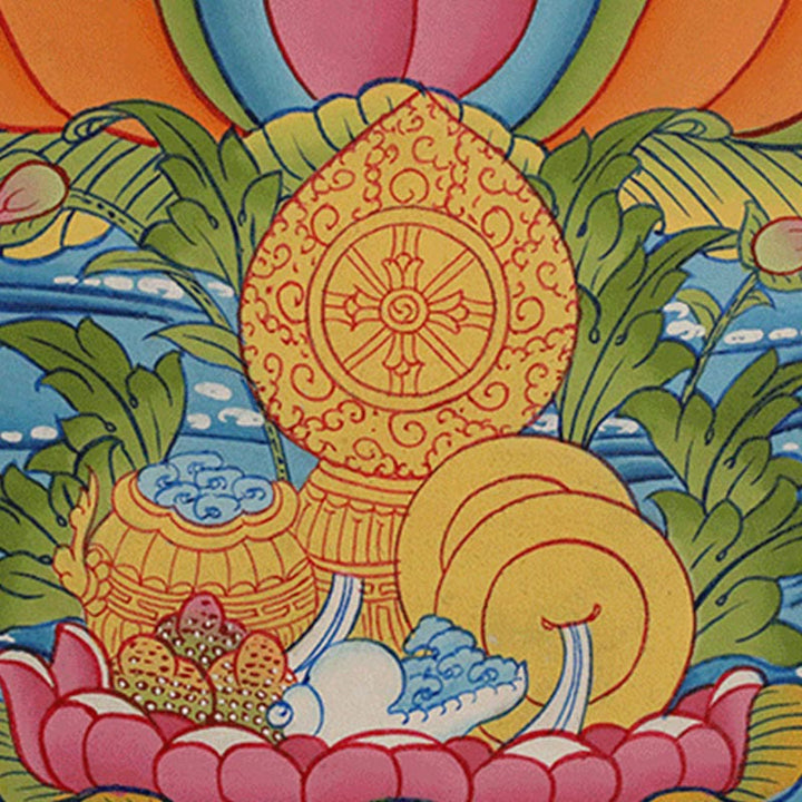 Pintura Thangka tibetana con Buddha Stones , amarilla, Dios de la Riqueza, Tara Avalokitesvara verde, decoración hecha a mano, caja ciega (estilo aleatorio)