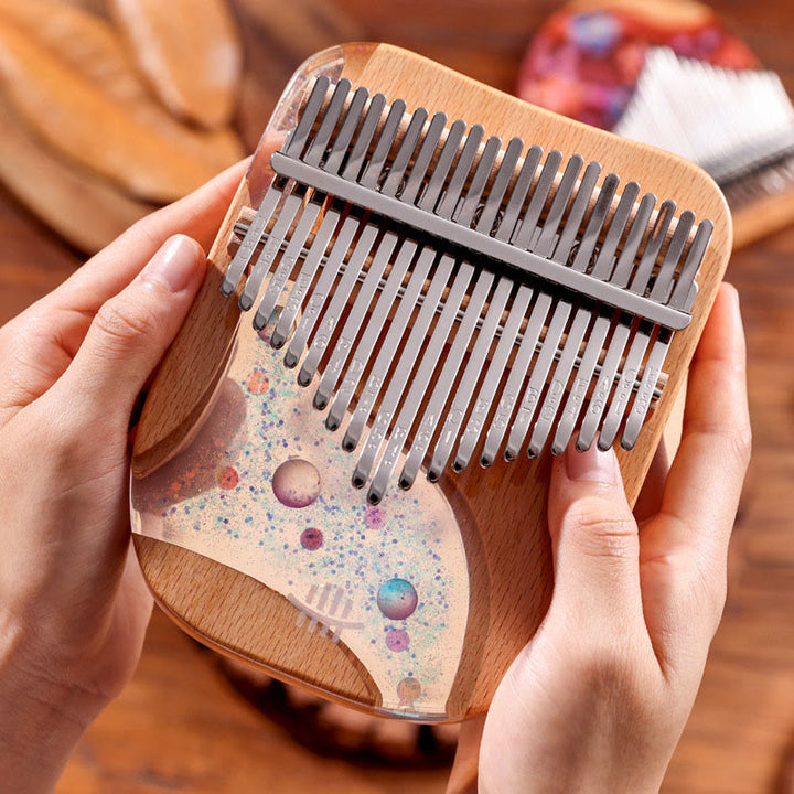 Kalimba Buddha Stones de 17/21 teclas, piano de pulgar de madera de haya, piano de dedo portátil Planet Universe