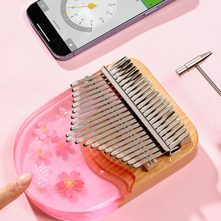 Kalimba Buddha Stones de 17/21 teclas, piano de pulgar de madera de haya y cerezo rosa, piano de dedo portátil