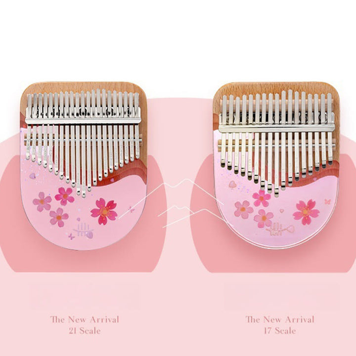 Kalimba Buddha Stones de 17/21 teclas, piano de pulgar de madera de haya y cerezo rosa, piano de dedo portátil