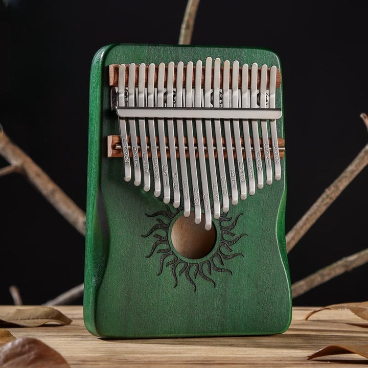 Kalimba Buddha Stones de 17/21 teclas, piano de pulgar con patrón solar, madera de arce, piano de dedo portátil para principiantes