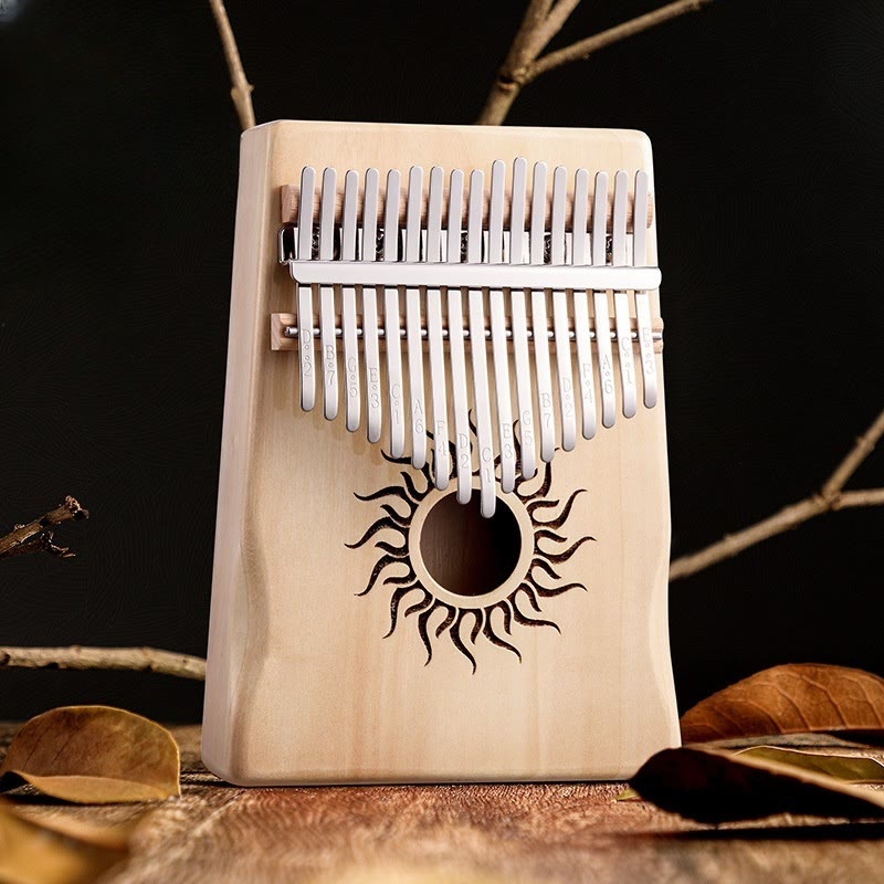 Kalimba Buddha Stones de 17/21 teclas, piano de pulgar con patrón solar, madera de arce, piano de dedo portátil para principiantes
