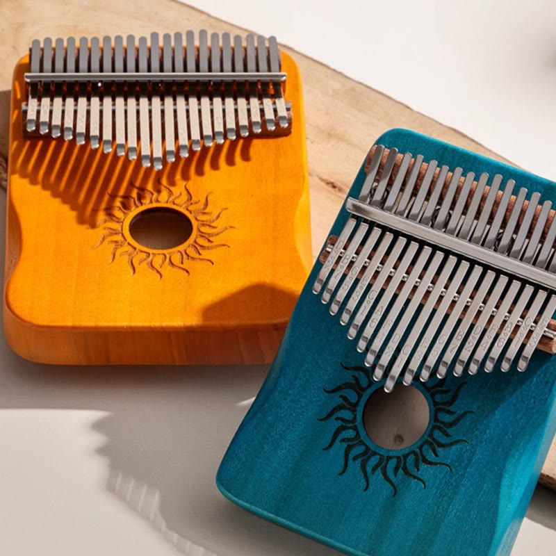Kalimba Buddha Stones de 17/21 teclas, piano de pulgar con patrón solar, madera de arce, piano de dedo portátil para principiantes