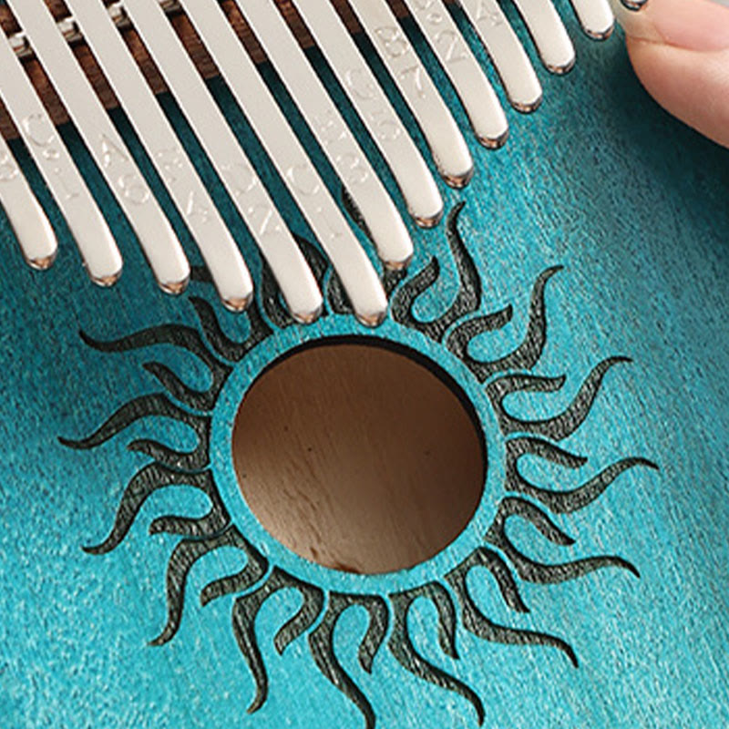 Kalimba Buddha Stones de 17/21 teclas, piano de pulgar con patrón solar, madera de arce, piano de dedo portátil para principiantes