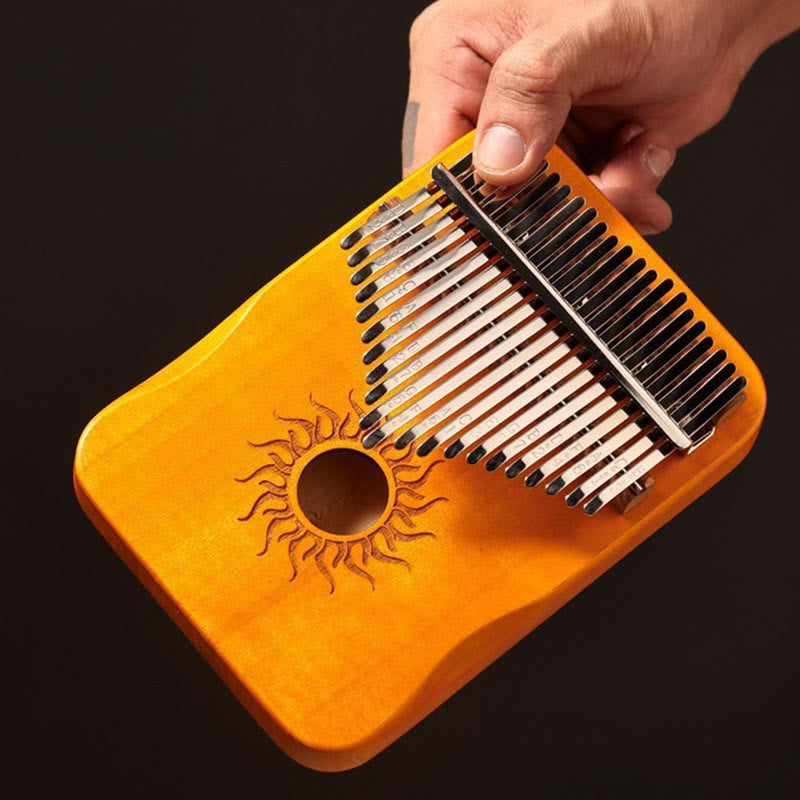 Kalimba Buddha Stones de 17/21 teclas, piano de pulgar con patrón solar, madera de arce, piano de dedo portátil para principiantes