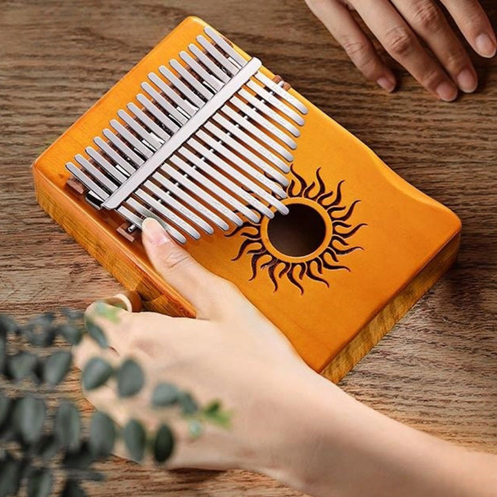 Kalimba Buddha Stones de 17/21 teclas, piano de pulgar con patrón solar, madera de arce, piano de dedo portátil para principiantes