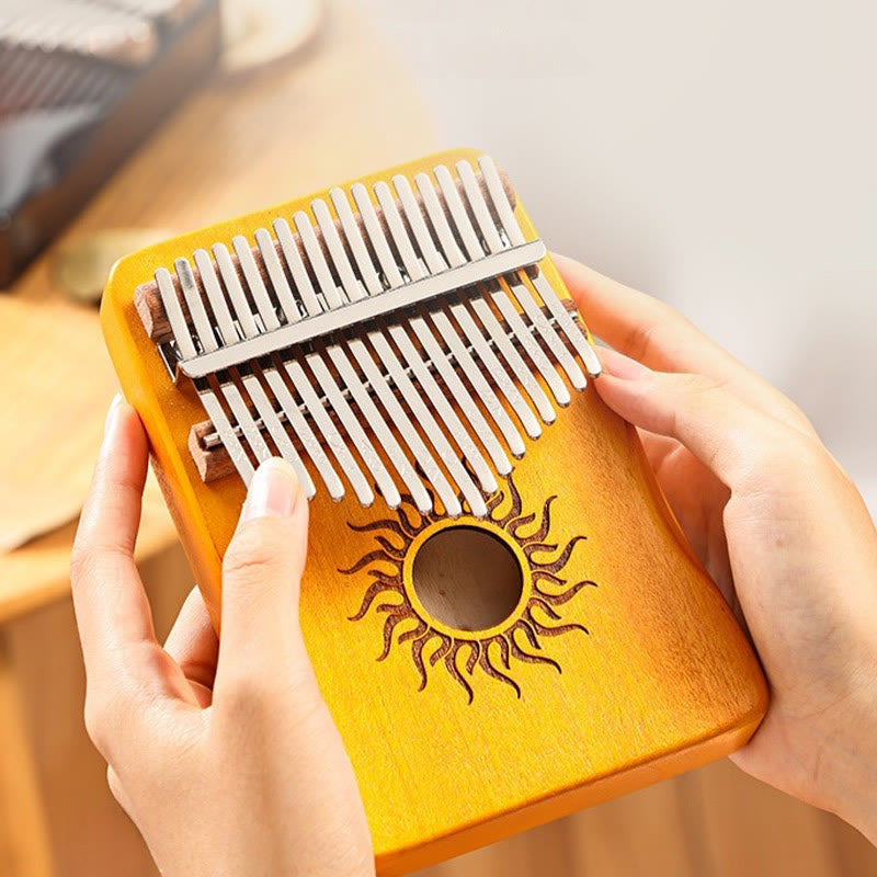 Kalimba Buddha Stones de 17/21 teclas, piano de pulgar con patrón solar, madera de arce, piano de dedo portátil para principiantes