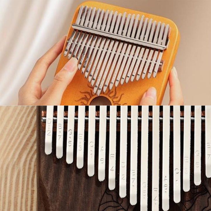 Kalimba Buddha Stones de 17/21 teclas, piano de pulgar con patrón solar, madera de arce, piano de dedo portátil para principiantes