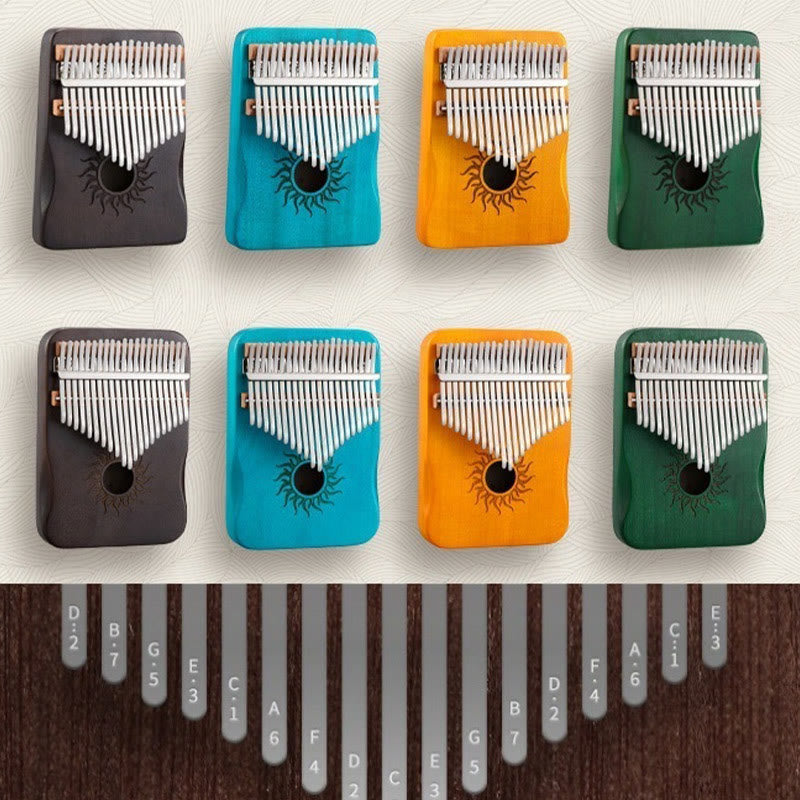 Kalimba Buddha Stones de 17/21 teclas, piano de pulgar con patrón solar, madera de arce, piano de dedo portátil para principiantes
