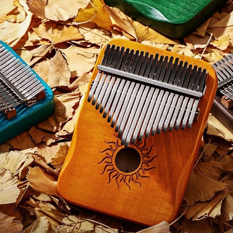 Kalimba Buddha Stones de 17/21 teclas, piano de pulgar con patrón solar, madera de arce, piano de dedo portátil para principiantes