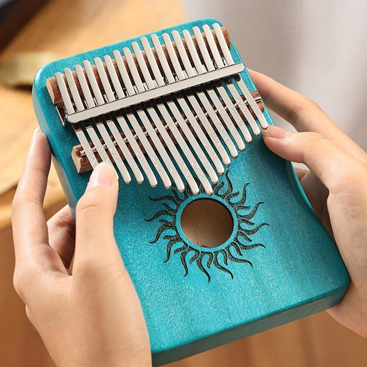 Kalimba Buddha Stones de 17/21 teclas, piano de pulgar con patrón solar, madera de arce, piano de dedo portátil para principiantes