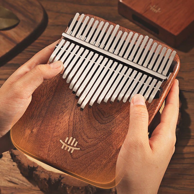 Piano de pulgar Kalimba Buddha Stones de 21 teclas, sándalo amarillo, retro, portátil