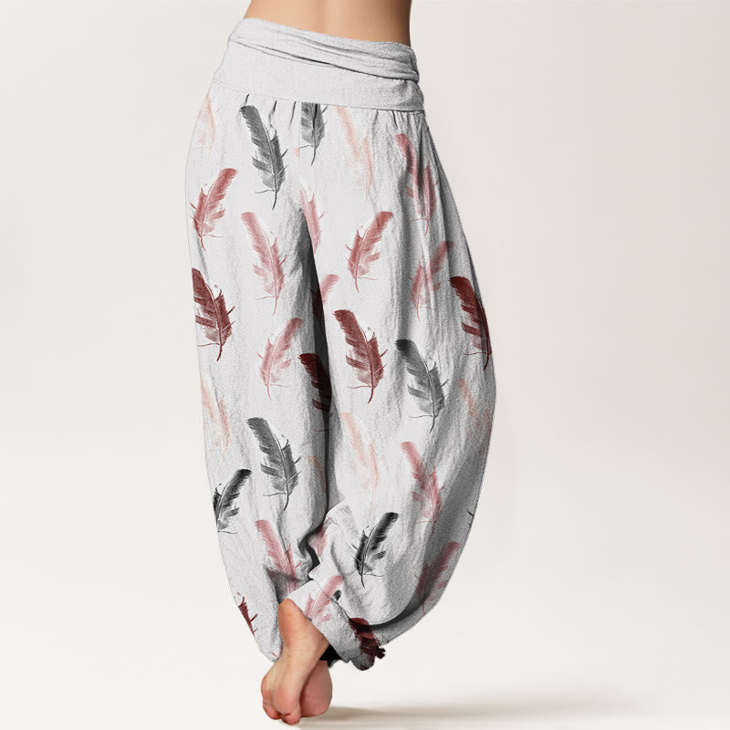 Pantalones harén informales con estampado de flores tropicales y follaje de Buddha Stones para mujer, con cintura elástica - image 2