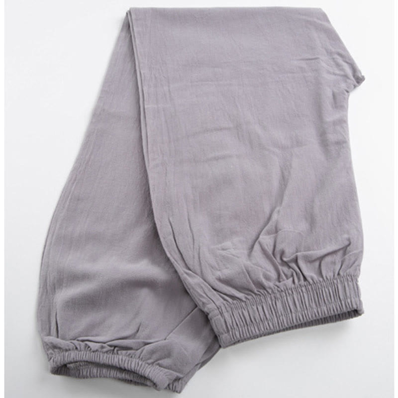 Pantalones de práctica de tai chi y qigong unisex de color sólido con cintura elástica y bolsillos , de Buddha Stones, para verano - image 2