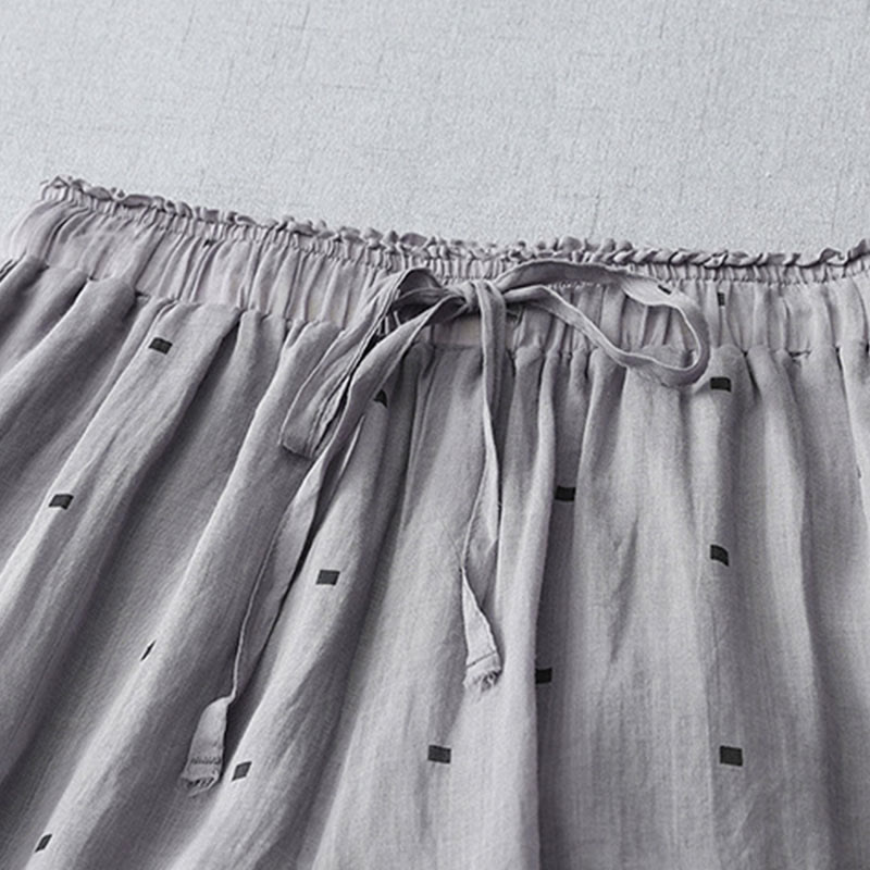 Pantalones anchos de lino y algodón para mujer con diseño de lunares de verano y bolsillos. - image 3