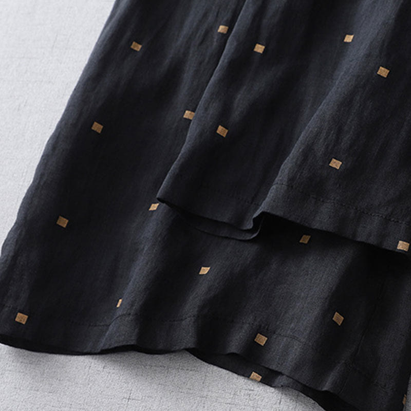 Pantalones anchos de lino y algodón para mujer con diseño de lunares de verano y bolsillos. - image 13