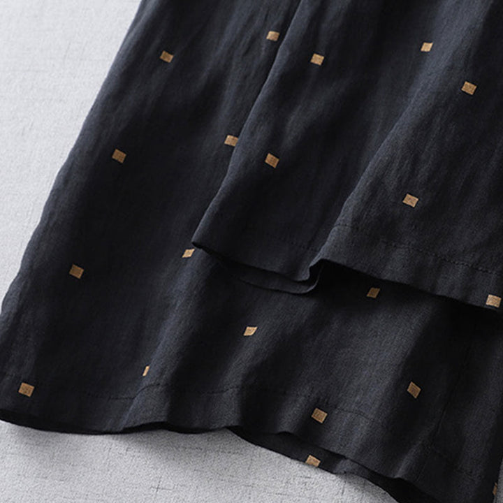 Pantalones anchos de lino y algodón para mujer con diseño de lunares de verano y bolsillos. - image 13