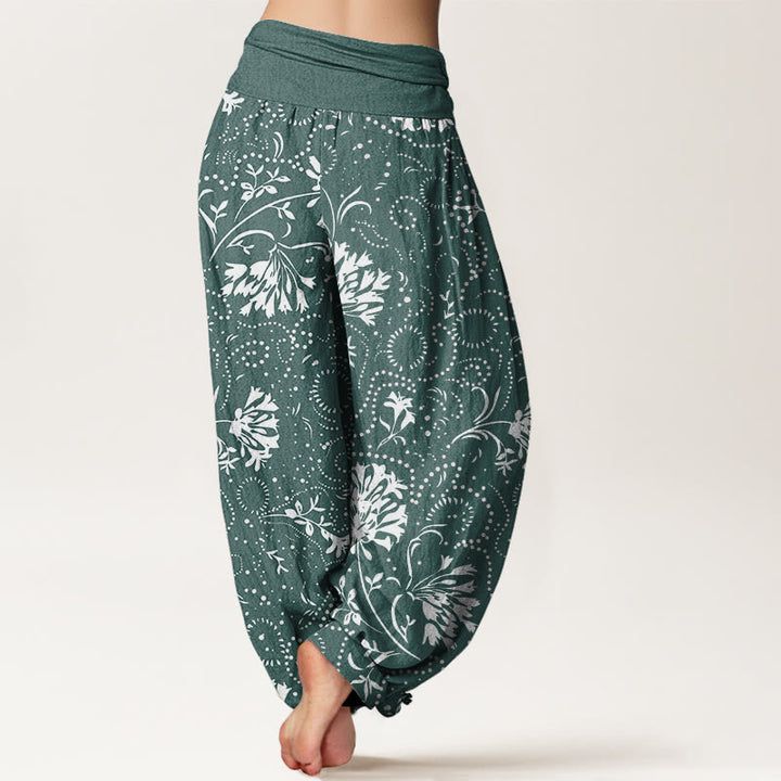 Pantalones harén con cintura elástica para mujer, informales, con estampado floral de plantas de vid y piedras de Buddha Stones - image 3