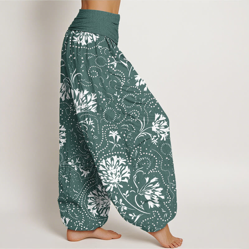 Pantalones harén con cintura elástica para mujer, informales, con estampado floral de plantas de vid y piedras de Buddha Stones - image 2