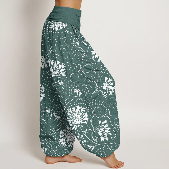 Pantalones harén con cintura elástica para mujer, informales, con estampado floral de plantas de vid y piedras de Buddha Stones - image 2