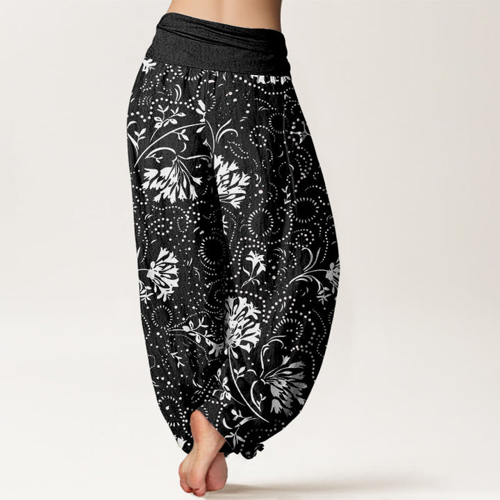Pantalones harén con cintura elástica para mujer, informales, con estampado floral de plantas de vid y piedras de Buddha Stones - image 7