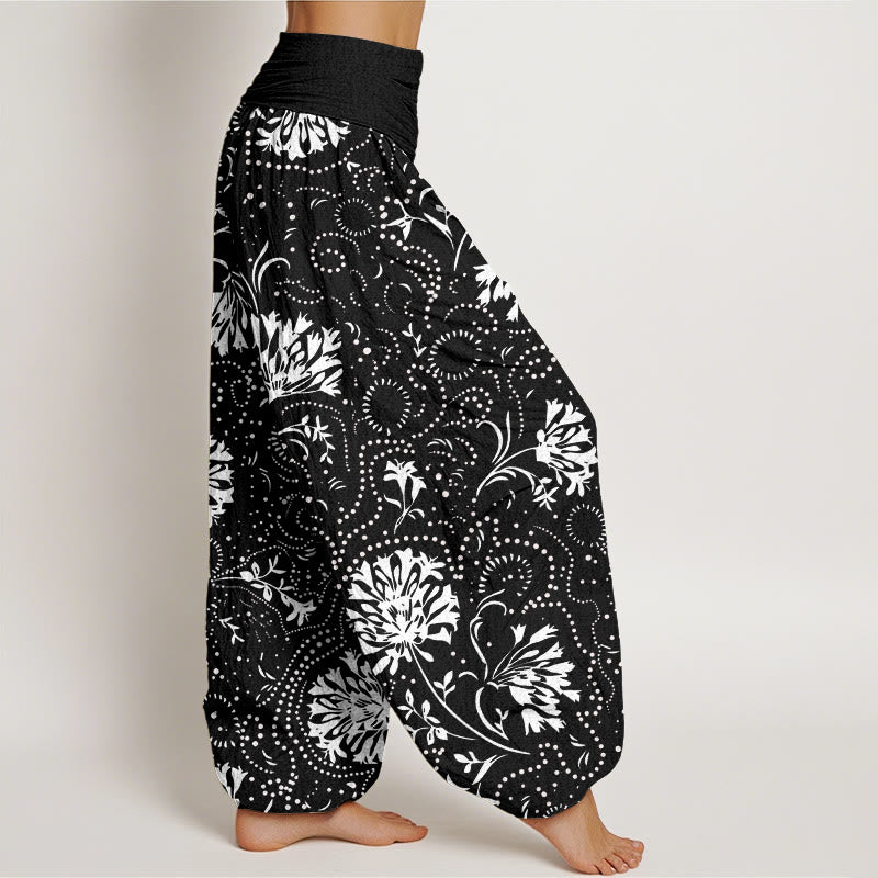 Pantalones harén con cintura elástica para mujer, informales, con estampado floral de plantas de vid y piedras de Buddha Stones - image 6