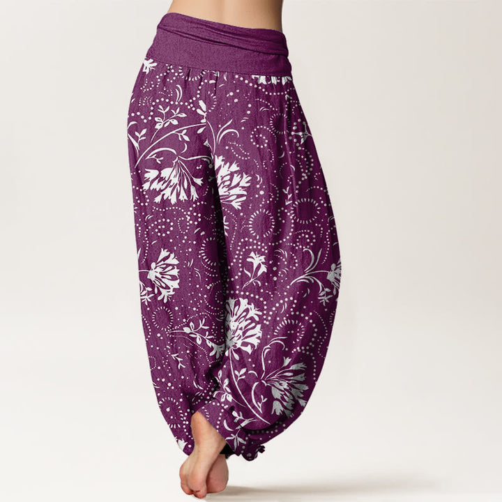 Pantalones harén con cintura elástica para mujer, informales, con estampado floral de plantas de vid y piedras de Buddha Stones - image 10
